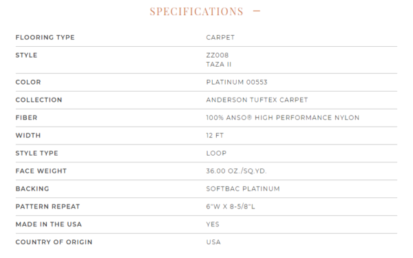 Platinum for Moore Flooring + Design webpage Platinum